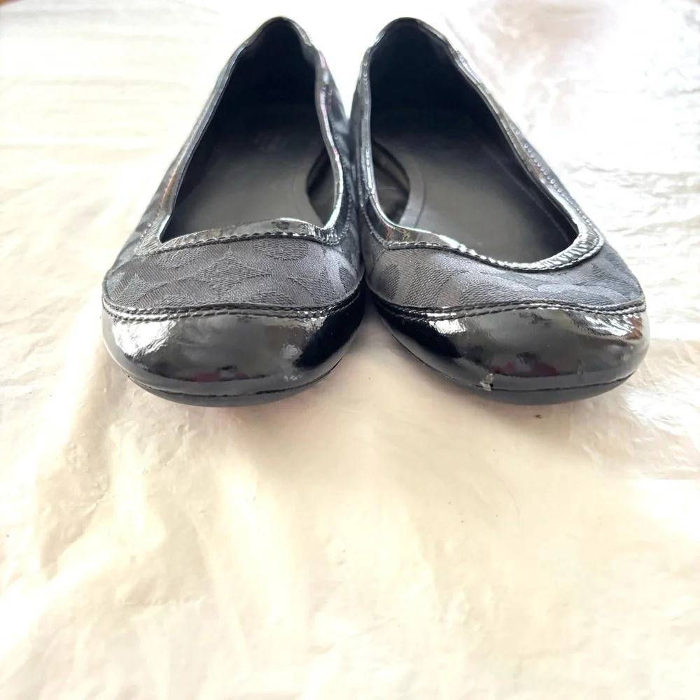 NWOT Coach true Black signature canvas patent leather Ballet Flats SZ 8 - Picture 5 of 13